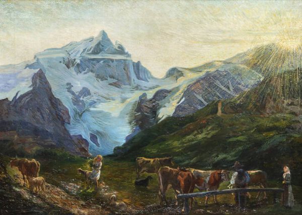 MATTEO OLIVERO Acceglio (CN) 1879 - 1932 Saluzzo (CN) : Raggi di sole  - Asta Asta 212 Dipinti - Associazione Nazionale - Case d'Asta italiane