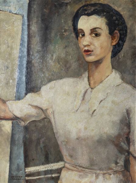 CESARE MAGGI Roma 1881 - 1961 Torino : Ritratto femminile  - Asta Asta 212 Dipinti - Associazione Nazionale - Case d'Asta italiane