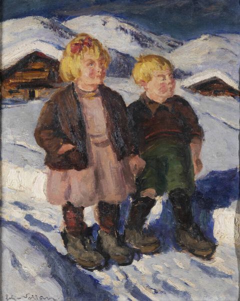 FELICE VELLAN Torino 1889 - 1976 : I fratellini  - Asta Asta 212 Dipinti - Associazione Nazionale - Case d'Asta italiane