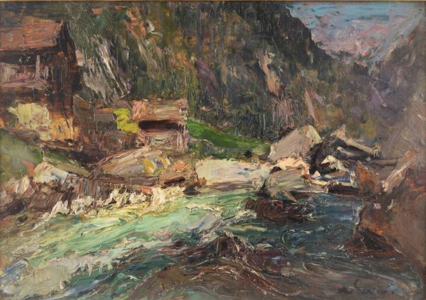 ALESSANDRO LUPO Torino 1876 - 1953 : Torrente alpino  - Asta Asta 212 Dipinti - Associazione Nazionale - Case d'Asta italiane