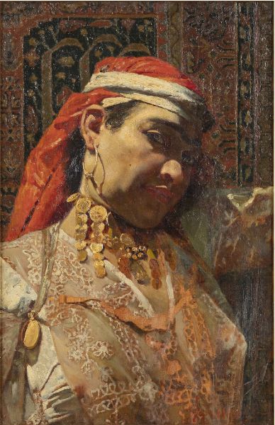 ANGELO GARINO Torino 1860 - 1945 Nizza (Francia) : Donna araba  - Asta Asta 212 Dipinti - Associazione Nazionale - Case d'Asta italiane