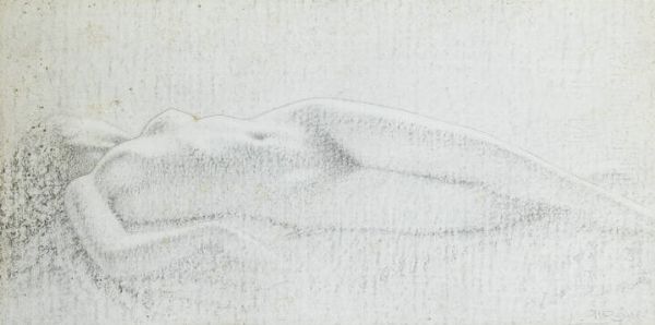 MARIO REVIGLIONE Torino 1883 - 1965 : Nudo disteso 1936  - Asta Asta 212 Dipinti - Associazione Nazionale - Case d'Asta italiane