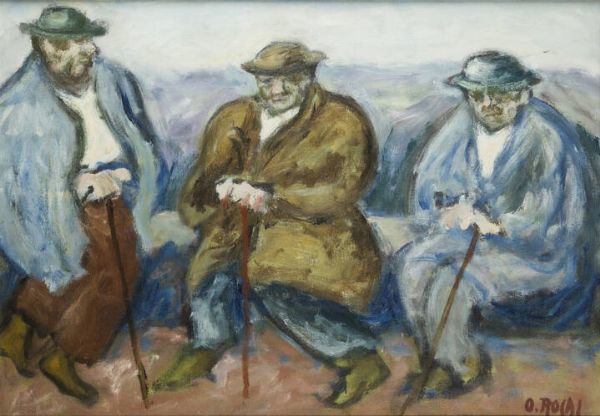 OTTONE ROSAI Firenze 1895 - 1957 Ivrea (TO) : Pensionati (1955)  - Asta Asta 212 Dipinti - Associazione Nazionale - Case d'Asta italiane