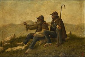 GIACINTO BO Montanaro Canavese (TO) 1832 - 1912 Torino - Due pastori