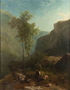 ANGELO BECCARIA Torino 1820 - 1897 - La fenaiuola in Valsesia 1866