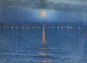 ALBERTO BENISCELLI Genova 1870 - Alassio (SV) 1952 - Luna sul mare