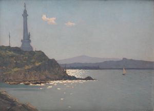 GIOVANNI LOMI Livorno 1889 - 1969 - Porto di Messina  anni '40
