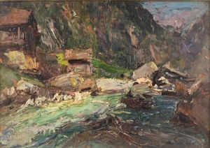 ALESSANDRO LUPO Torino 1876 - 1953 - Torrente alpino