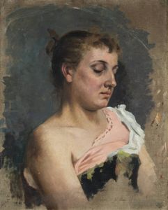DEMETRIO COSOLA San Sebastiano Po (TO) 1851 - 1895 Chivasso (TO) - Ritratto di popolana