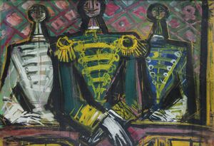 LUIGI SPAZZAPAN Gradisca d'Isonzo (GO) 1889 - 1958 Torino - Palco a teatro con ufficiali 1950