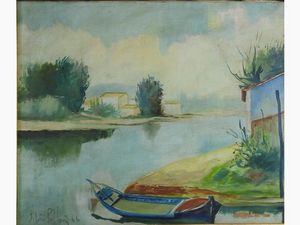 Silvio Polloni - Barche sul fiume 1966