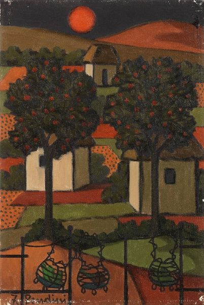 Paesaggio con gabbie  - Asta Arte Moderna e Contemporanea - Associazione Nazionale - Case d'Asta italiane