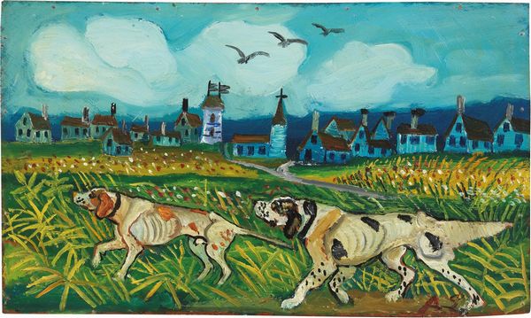 Cani da caccia con paesaggio  - Asta Arte moderna - Associazione Nazionale - Case d'Asta italiane