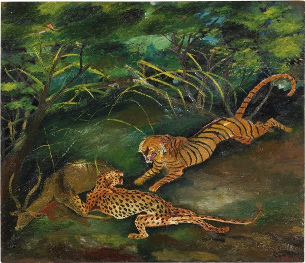 Tigre con leopardo  - Asta Arte moderna - Associazione Nazionale - Case d'Asta italiane