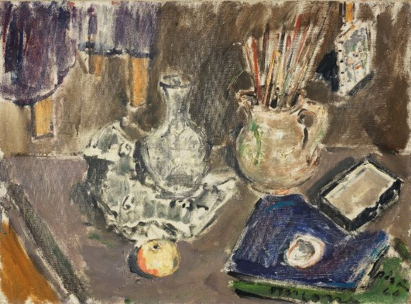 Natura morta con brocca e pennelli  - Asta Arte moderna - Associazione Nazionale - Case d'Asta italiane