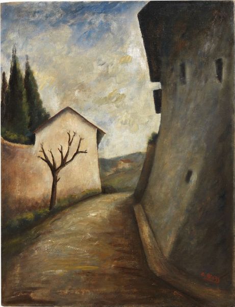 Paesaggio con case e alberi  - Asta Arte moderna - Associazione Nazionale - Case d'Asta italiane