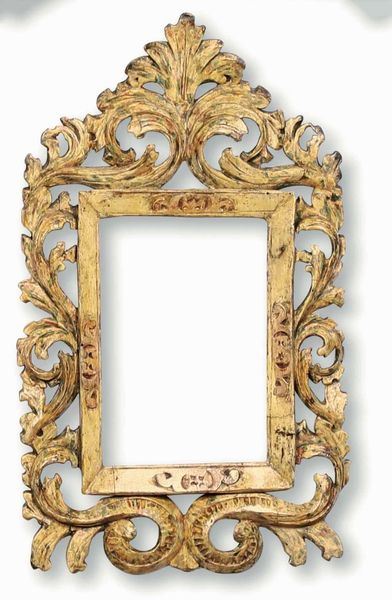 Cornice in legno intagliato e laccato, Marche XVIII secolo  - Asta Cornici antiche - Associazione Nazionale - Case d'Asta italiane