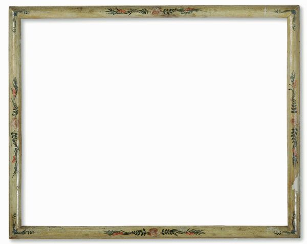 Cornice laccata a motivi floreali. Marche XVIII secolo  - Asta Cornici antiche - Associazione Nazionale - Case d'Asta italiane