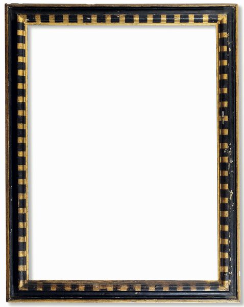 Cornice in legno ebanizzato e dorato con motivo a bandiera, Siena XVII secolo  - Asta Cornici antiche - Associazione Nazionale - Case d'Asta italiane