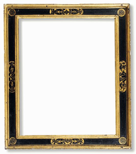 Cornice a cassetta in legno ebanizzato e dorato. Toscana prima met� XVII secolo  - Asta Cornici antiche - Associazione Nazionale - Case d'Asta italiane