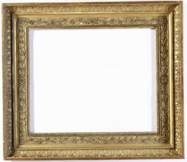 Cornice Impero in pastiglia con fregi dorati, XIX secolo  - Asta Cornici antiche - Associazione Nazionale - Case d'Asta italiane