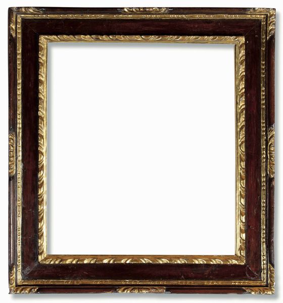 Cornice a cassetta in noce con profili dorati. Genova XVI-XVII secolo  - Asta Cornici antiche - Associazione Nazionale - Case d'Asta italiane