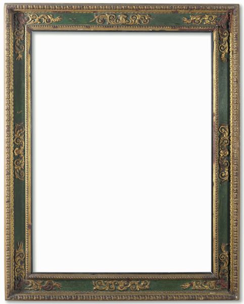 Cornice a cassetta in legno intagliato, laccato e dorato. Toscana XVI secolo  - Asta Cornici antiche - Associazione Nazionale - Case d'Asta italiane