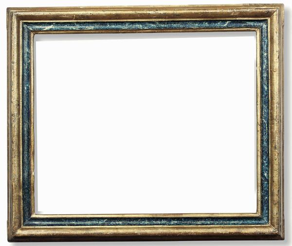 Cornice modanata �Salvator Rosa� in legno laccato finto lapislazzulo e dorato. Italia centrale XVIII secolo  - Asta Cornici antiche - Associazione Nazionale - Case d'Asta italiane