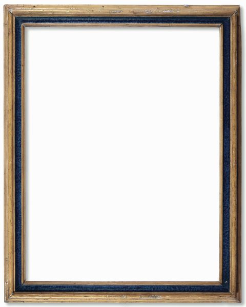 Cornice modanata �Salvator Rosa� in legno laccato azzurro e giallo. Italia centrale XVII secolo  - Asta Cornici antiche - Associazione Nazionale - Case d'Asta italiane