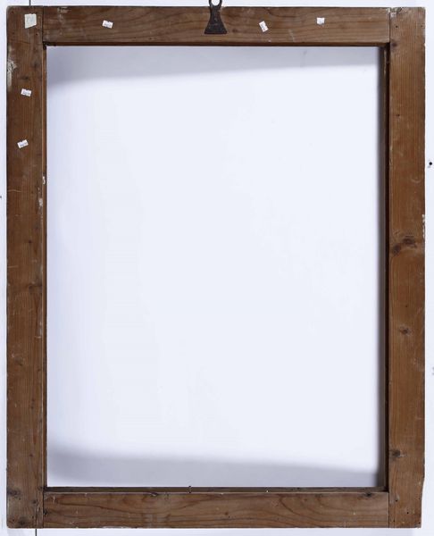 Cornice modanata �Salvator Rosa� in legno laccato azzurro e giallo. Italia centrale XVII secolo  - Asta Cornici antiche - Associazione Nazionale - Case d'Asta italiane