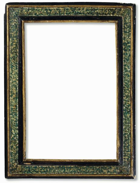 Cornice in legno ebanizzato e laccato a finto marmo. Italia centrale XVII secolo  - Asta Cornici antiche - Associazione Nazionale - Case d'Asta italiane