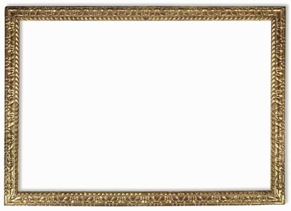 Grande cornice in legno intagliato e dorato, Emilia XVII secolo  - Asta Cornici antiche - Associazione Nazionale - Case d'Asta italiane