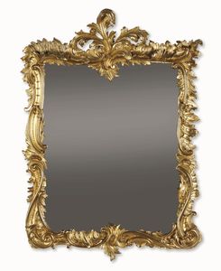 Coppia di specchiere in legno intagliato e dorato a foglia d'oro. Francia XIX secolo  - Asta Cornici antiche - Associazione Nazionale - Case d'Asta italiane