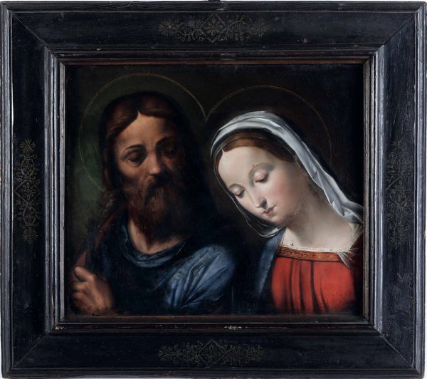 Scuola del XVIII-XIX secolo La Vergine e un santo  - Asta Dipinti antichi - Associazione Nazionale - Case d'Asta italiane