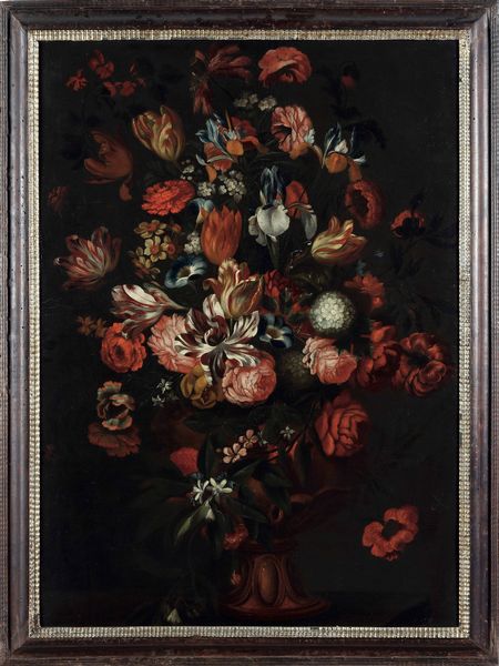 Scuola del XVIII secolo Natura morta con vaso di fiori  - Asta Dipinti antichi - Associazione Nazionale - Case d'Asta italiane
