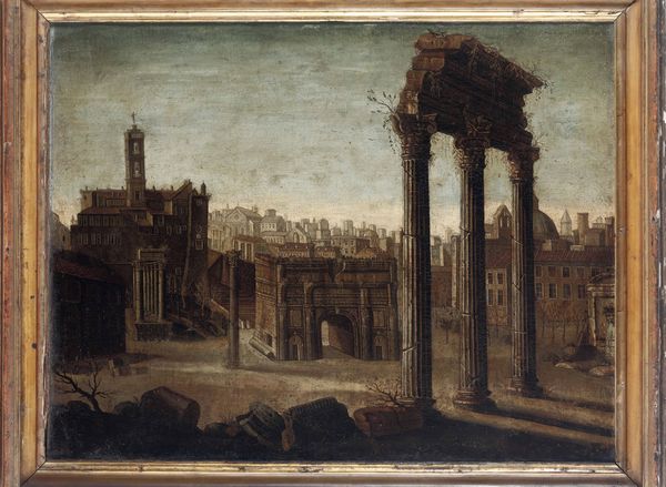 Scuola romana del XIX secolo Veduta del Foro Romano  - Asta Dipinti antichi - Associazione Nazionale - Case d'Asta italiane