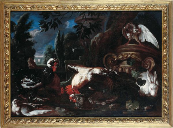 Scuola ligure del XVII-XVIII secolo Natura viva con pollame e coniglio  - Asta Dipinti antichi - Associazione Nazionale - Case d'Asta italiane