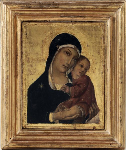 Simone Martini (1284 Siena - 1344 Avignone), nei modi di Madonna col Bambino tempera su fondo oro  - Asta Dipinti antichi - Associazione Nazionale - Case d'Asta italiane