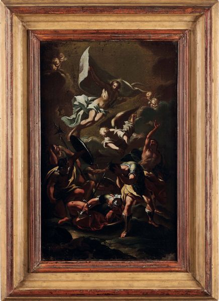 Scuola del XVII secolo Apparizione di Cristo ai soldati  - Asta Dipinti antichi - Associazione Nazionale - Case d'Asta italiane