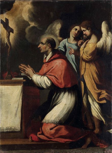 Bernardo Castello, Attribuito a : San Carlo Borromeo in meditazione  - Asta Dipinti antichi - Associazione Nazionale - Case d'Asta italiane
