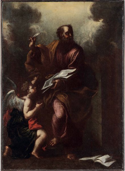 Scuola genovese del XVII secolo San Matteo e l�Angelo  - Asta Dipinti antichi - Associazione Nazionale - Case d'Asta italiane