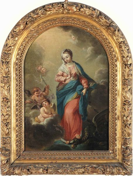 Scuola del XVIII secolo Immacolata Concezione  - Asta Dipinti antichi - Associazione Nazionale - Case d'Asta italiane