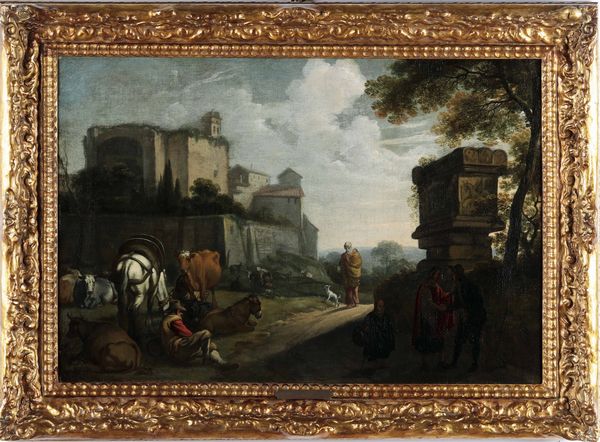 Erasme de Bie I : Paesaggio con ruderi e scena pastorale  - Asta Dipinti antichi - Associazione Nazionale - Case d'Asta italiane