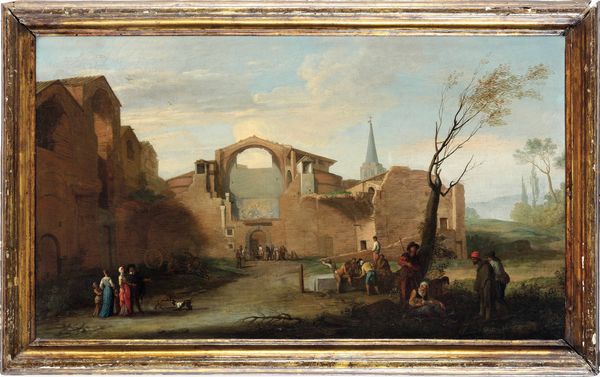 Scuola romana del XVIII secolo Veduta fantastica di San Giuseppe in Laterano  - Asta Dipinti antichi - Associazione Nazionale - Case d'Asta italiane