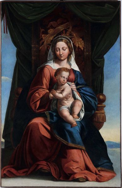 Scuola del XIX secolo Madonna in trono con Bambino  - Asta Dipinti antichi - Associazione Nazionale - Case d'Asta italiane