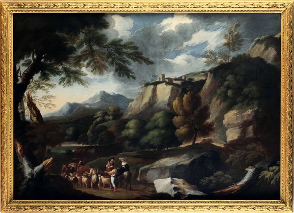 Scuola italiana del XVIII secolo Paesaggio con pastori  - Asta Dipinti antichi - Associazione Nazionale - Case d'Asta italiane
