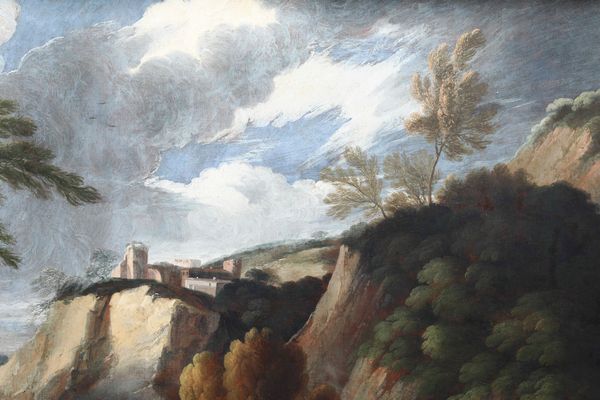 Scuola italiana del XVIII secolo Paesaggio con pastori  - Asta Dipinti antichi - Associazione Nazionale - Case d'Asta italiane