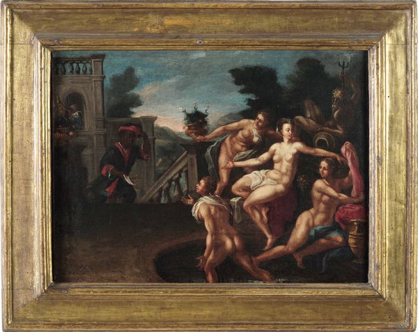 Scuola dell�Italia centrale del XVII secolo Davide e Betsabea  - Asta Dipinti antichi - Associazione Nazionale - Case d'Asta italiane