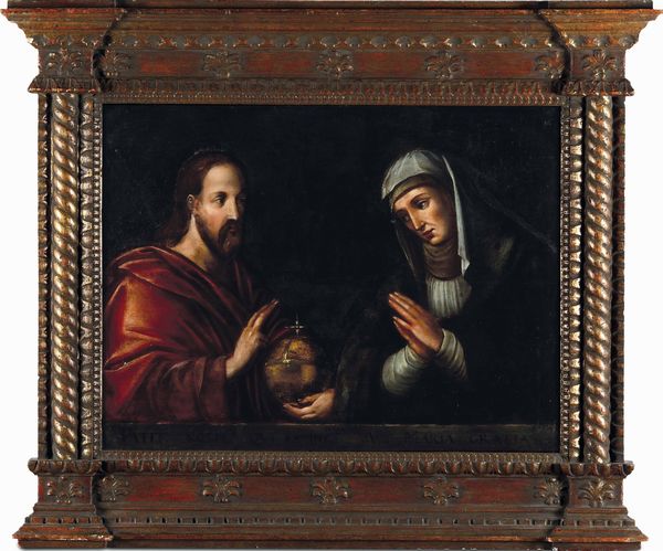 Scuola del XVII secolo Salvator Mundi e Vergine Maria  - Asta Dipinti antichi - Associazione Nazionale - Case d'Asta italiane