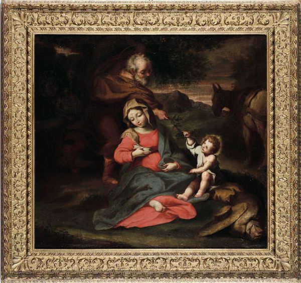 Federico Barocci detto il Fiori, copia da : Riposo durante la fuga in Egitto  - Asta Dipinti antichi - Associazione Nazionale - Case d'Asta italiane